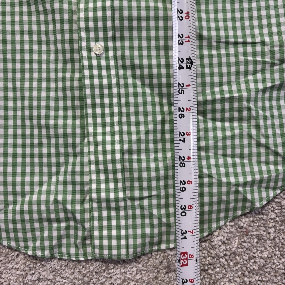 Brooks Brothers Shirt Mens 16.5 Green Gingham Slim Fit Long Sleeve Non Iron - Picture 6 of 7